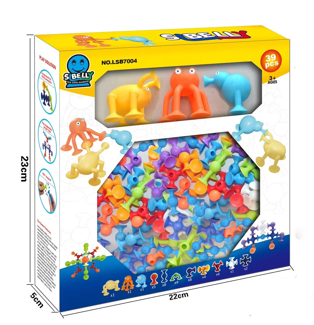 Cute Aliens Silicone and Suction Cups Sensory Toy - 39 Pieces