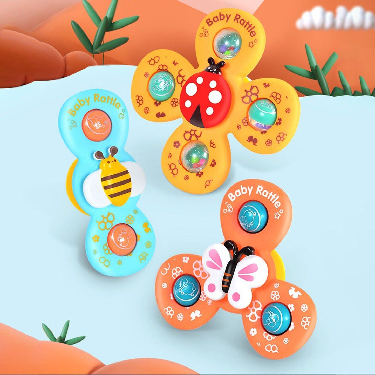Suction Cup Activity Spinner Toy - 3 pieces