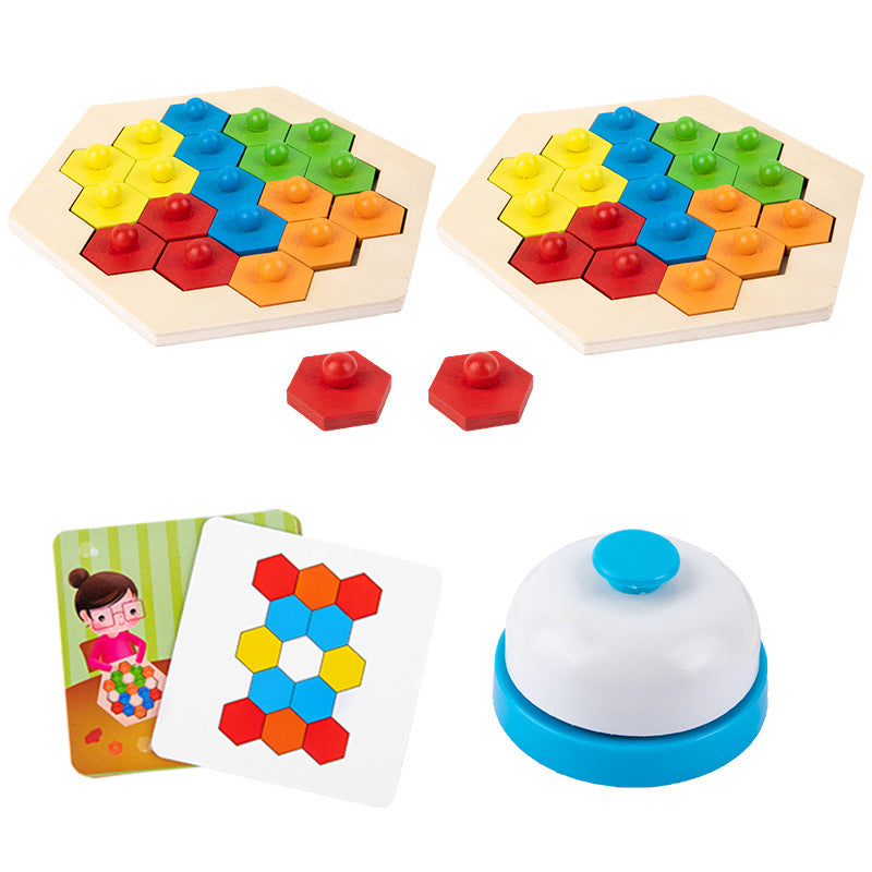 Multiplayer Honeycomb Pattern Challenge Wooden Puzzle - 576