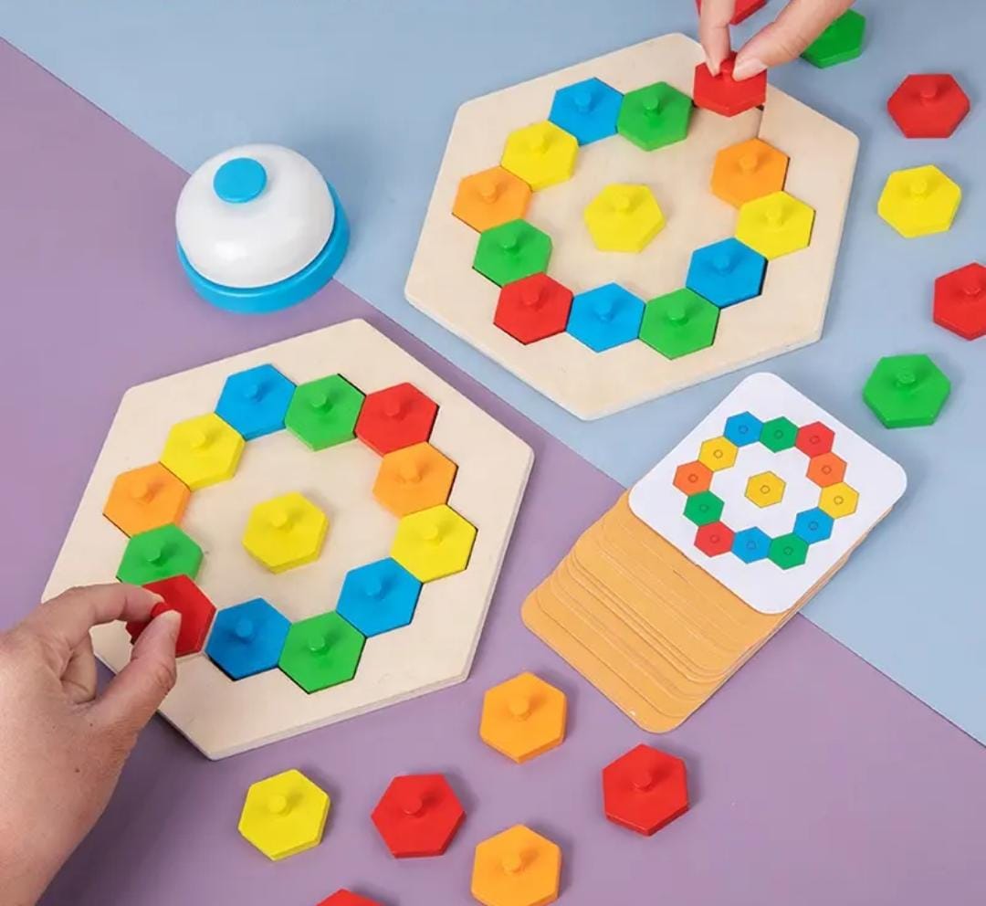 Multiplayer Honeycomb Pattern Challenge Wooden Puzzle - 576