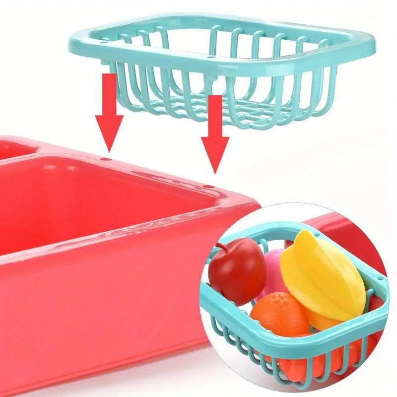 Battery-Operated Dishwasher Sink Toy – Blue / Yellow / Pink / Navy Blue Color