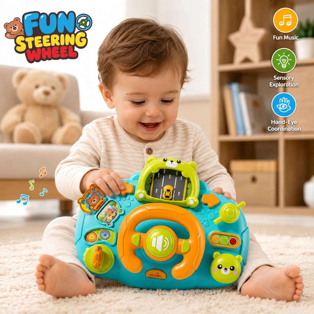 Musical Steering Wheel Toy for Kids