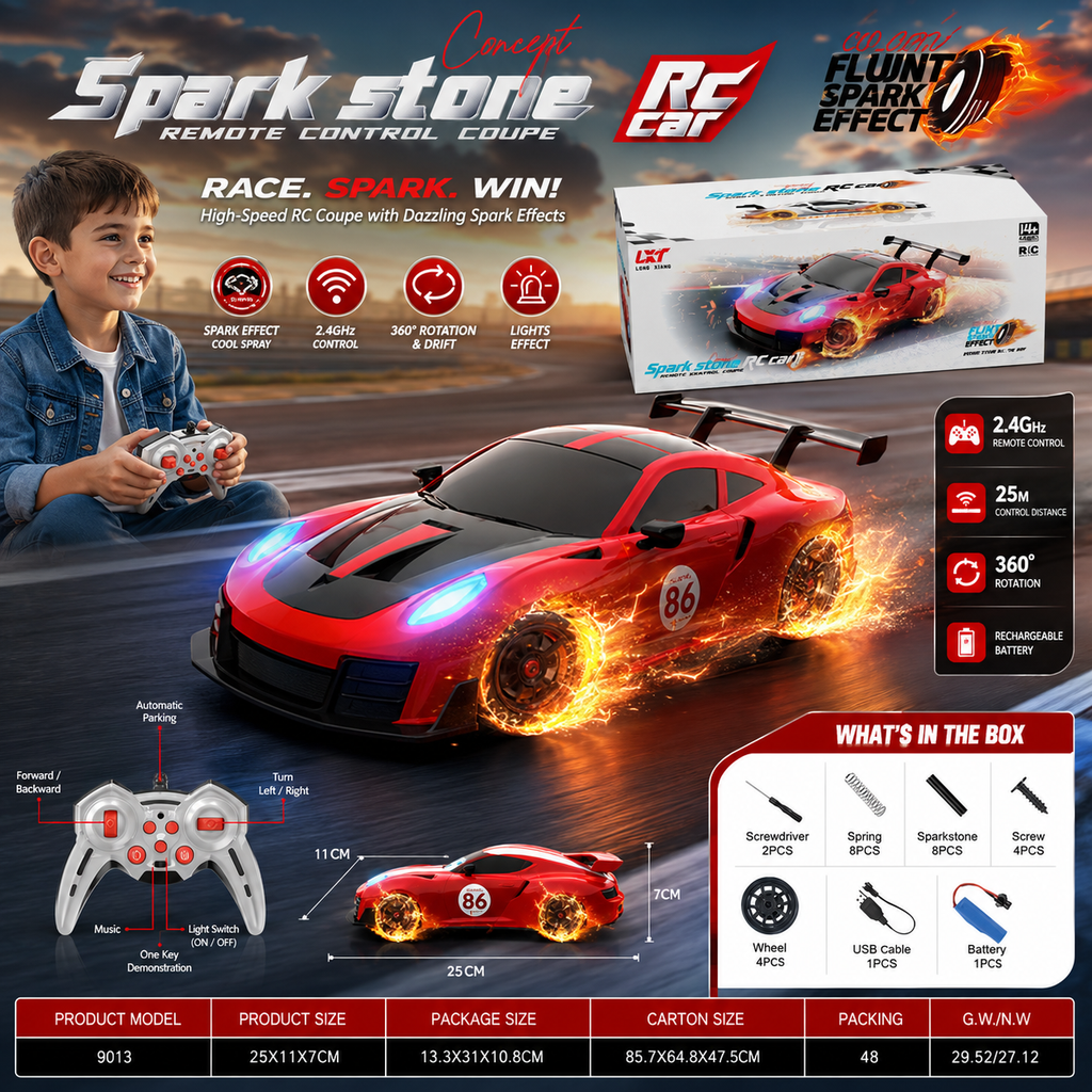 Spark Stone RC Drift Car with Spark Effects & Remote Control
