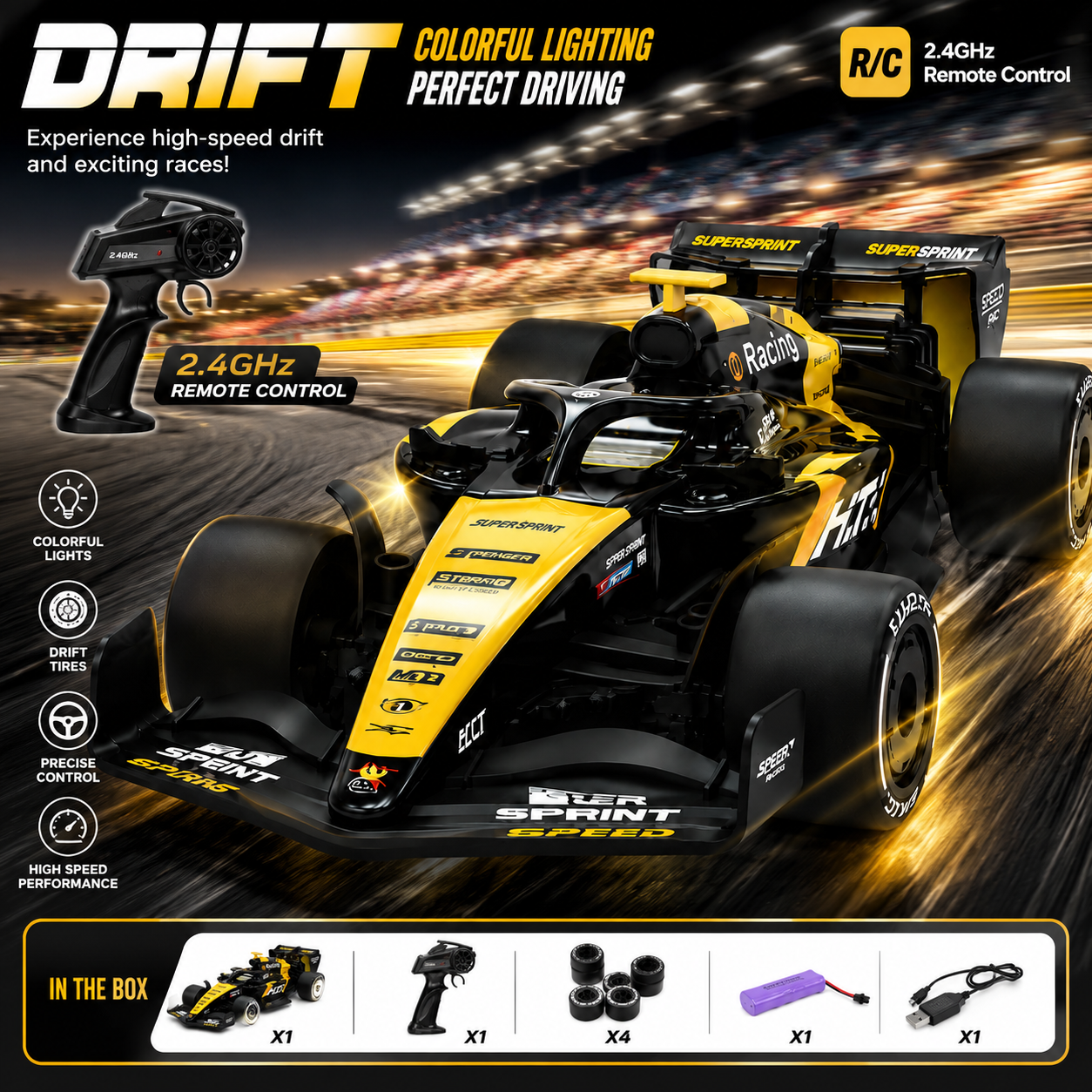 1:16 RC Drift Formula Racing Car with LED Lights