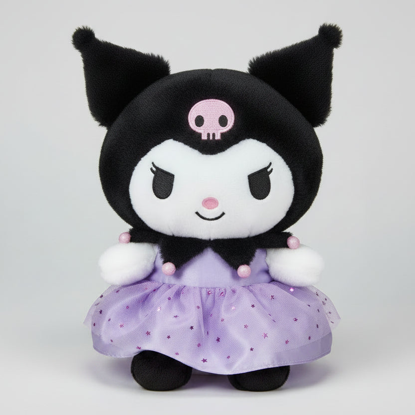 Sanrio Kuromi Plush Toy in Purple Ruffled Dress