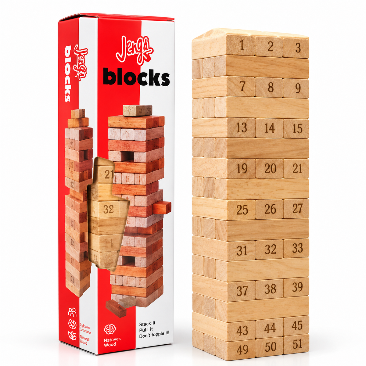 Wooden Jenga Blocks Tower Game – Educational & Fun Stacking Toy