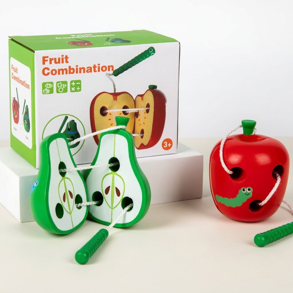 Wooden Fruit Combination Lacing Toy