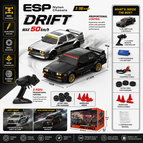 1:16 Scale RC Drift Car – 4WD 50KM/H Proportional Control