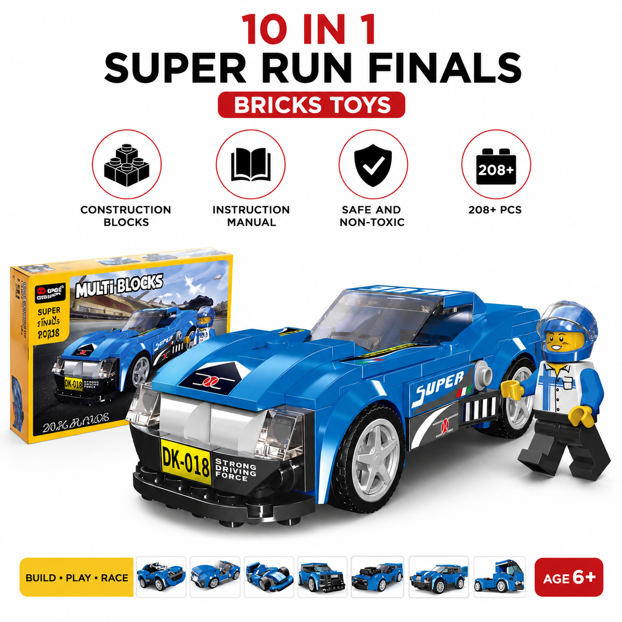 10 In 1 Super Run Finals Building Blocks Car Set
