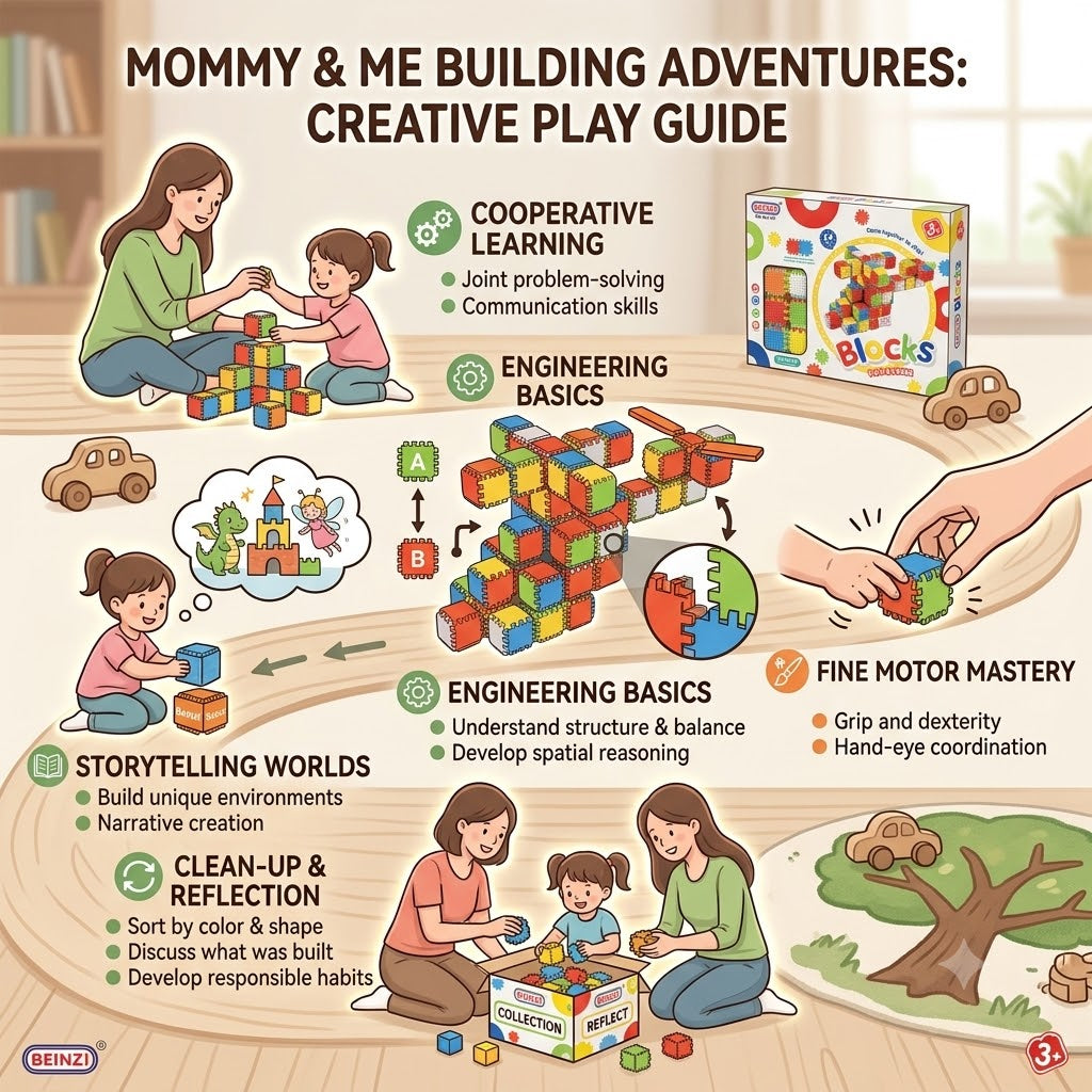 BEINZI Interlocking Building Blocks – 24-Piece Creative Play & Learn Set