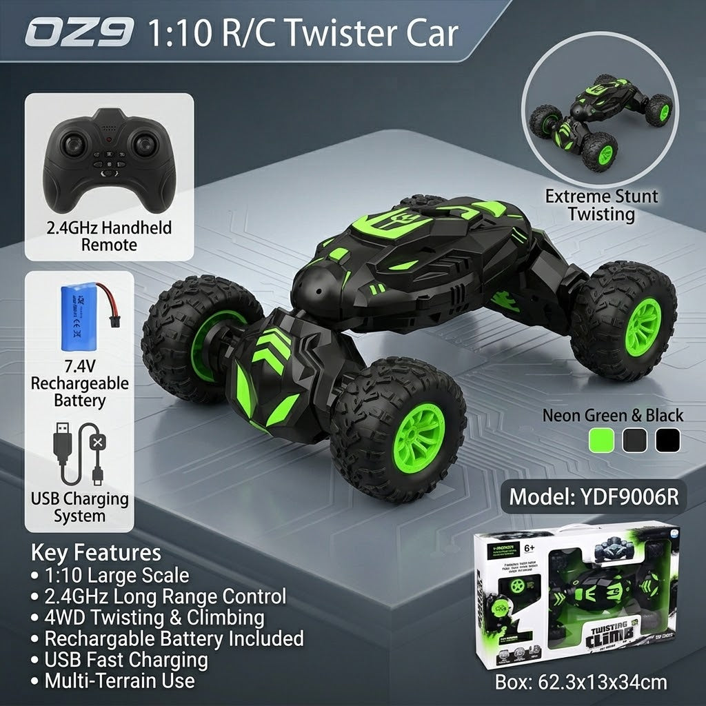 OZ9 1:10 R/C Twister Stunt Car – 4WD Remote Control