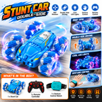 360° Double-Sided RC Stunt Car with Gesture Control, LED Lights & Remote