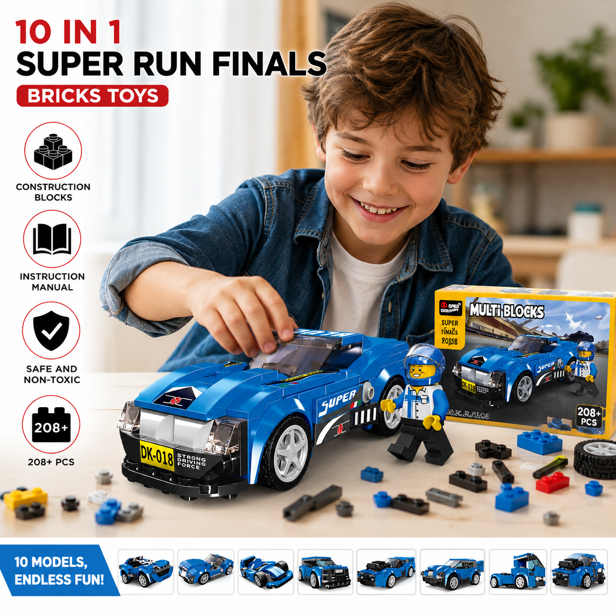 10 In 1 Super Run Finals Building Blocks Car Set