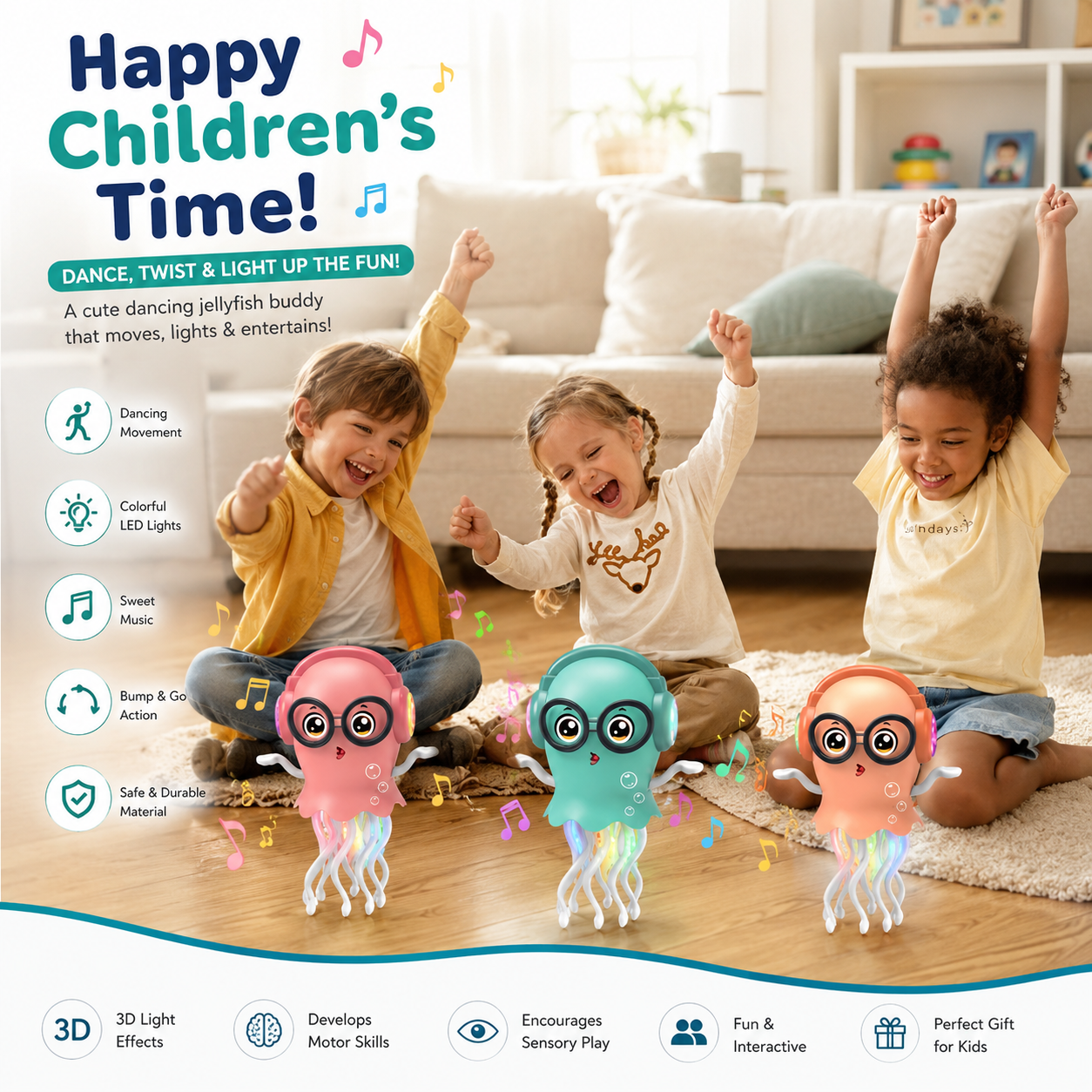 Dancing Jellyfish Toy – musical light-up sensory toy for babies