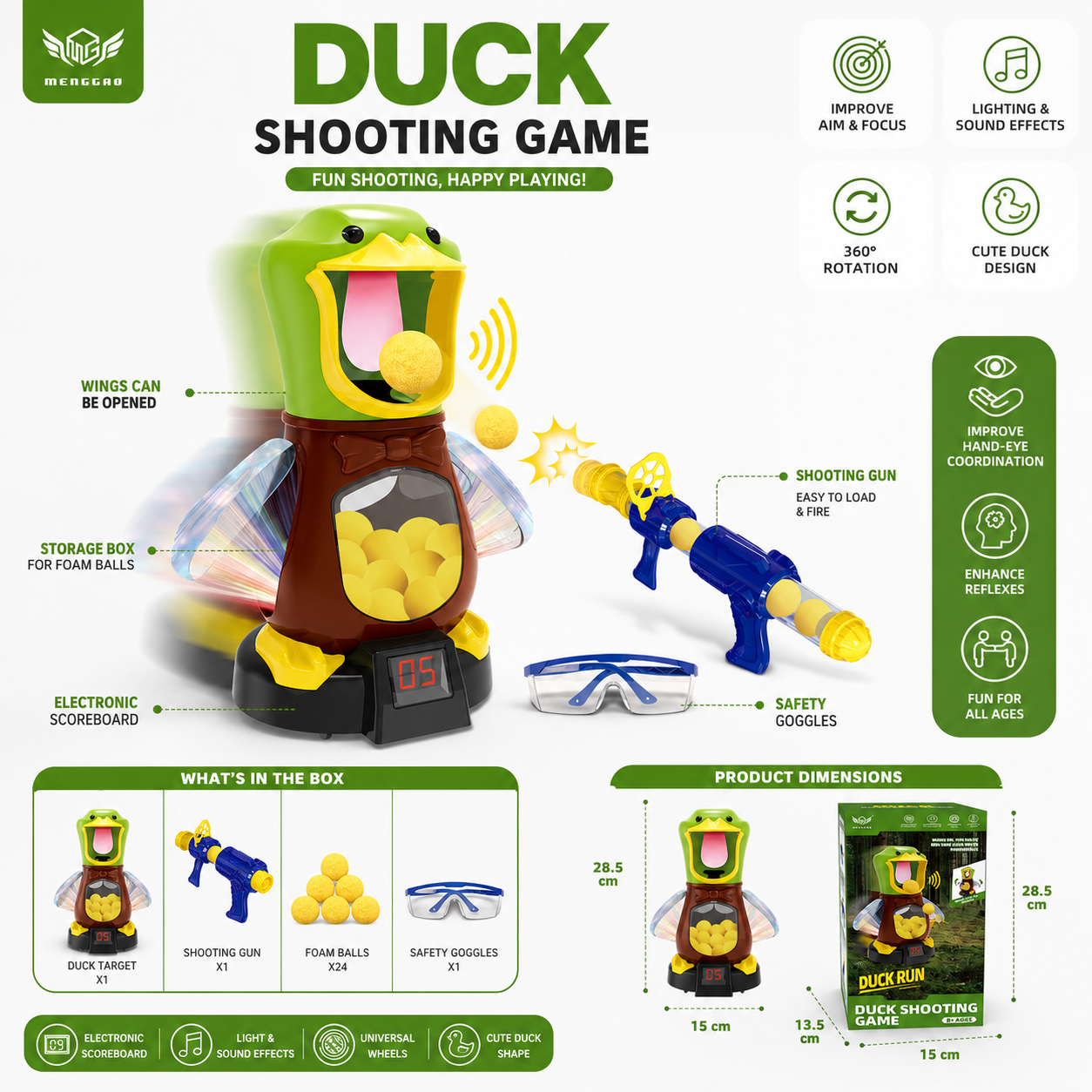 Duck Shooting Game for Kids | Electronic Moving Target Gun Set