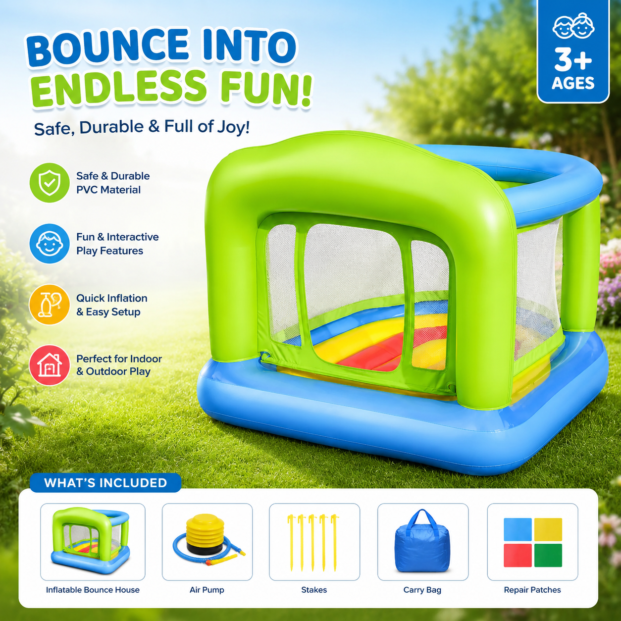 Jump-o-Rama Bouncer 67"x 62"x 50"/1.70m x 1.58m x 1.27m
