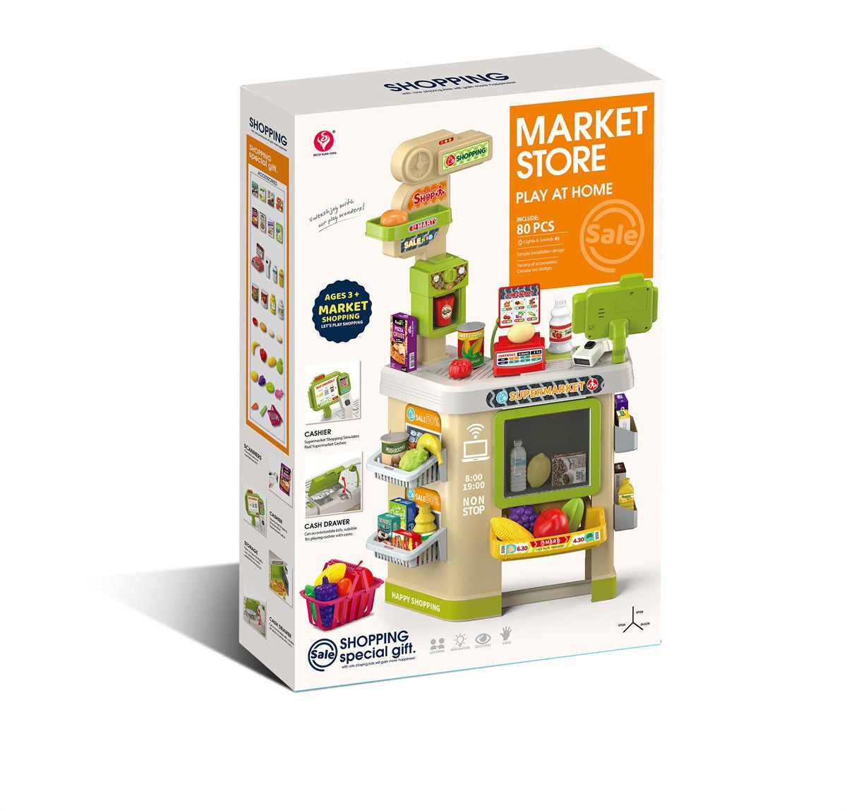 Pretend Play Supermarket Shopping Set – 67 PCS