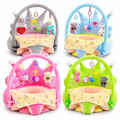 Princess Plush Baby Sofa with Hanging Toys & Activity Arch