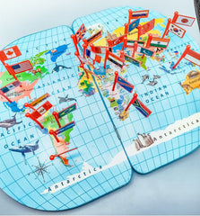Wooden World Map with Recognition Flags