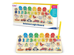 Numbers, Animals, and Vehicles Interactive Board with Magnetic Fishing