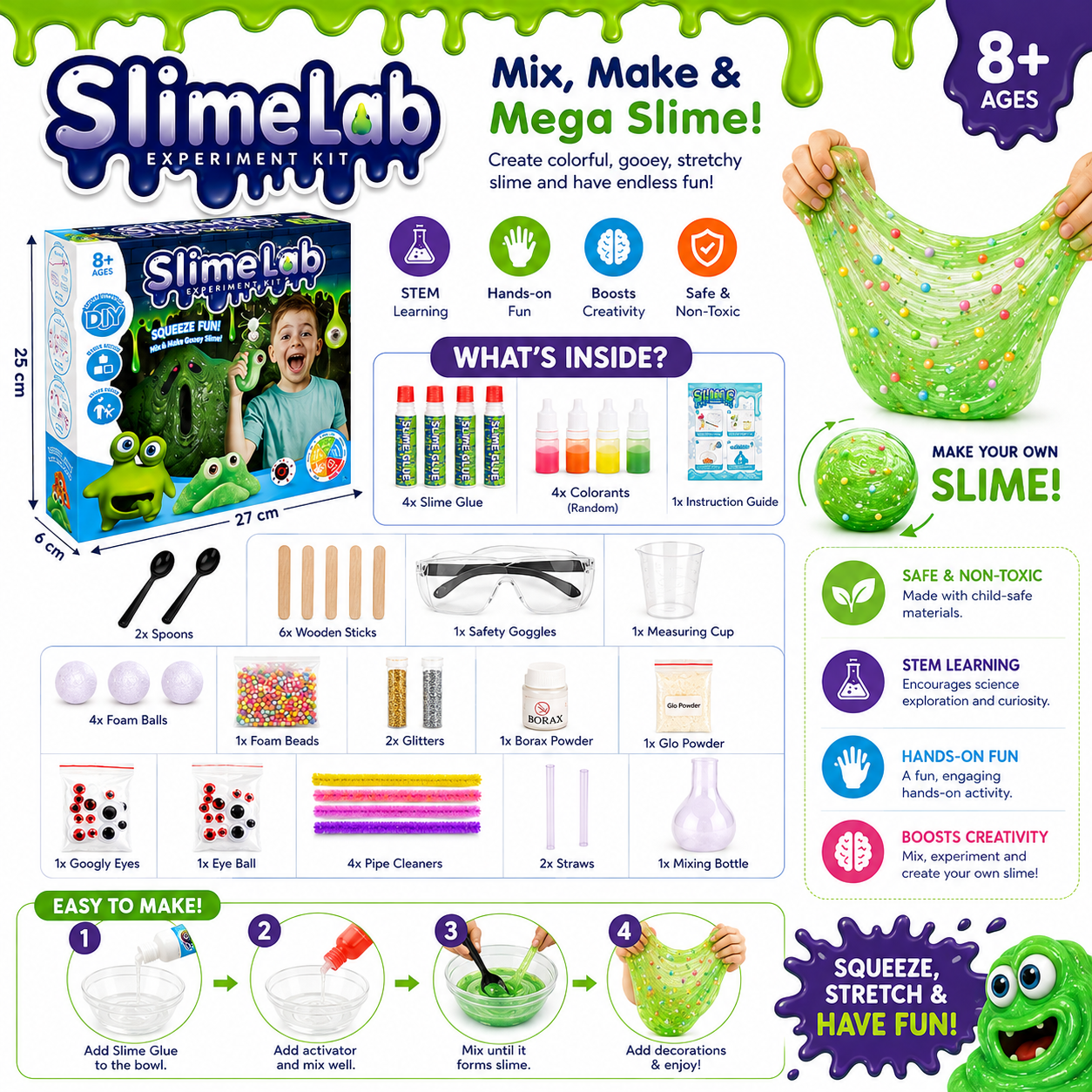Slime Lab DIY Experiment Kit for Kids | Educational STEM Making Slime