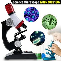 Kids Science Microscope Kit 🔬 - Red / Blue / Orange Color