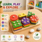 Wooden Shape Stacking - Montessori Educational Learning Toy
