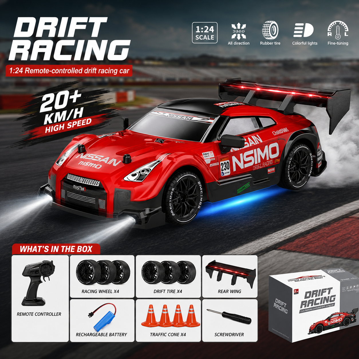 1:24 High-Speed Remote Control Drift Racing Car