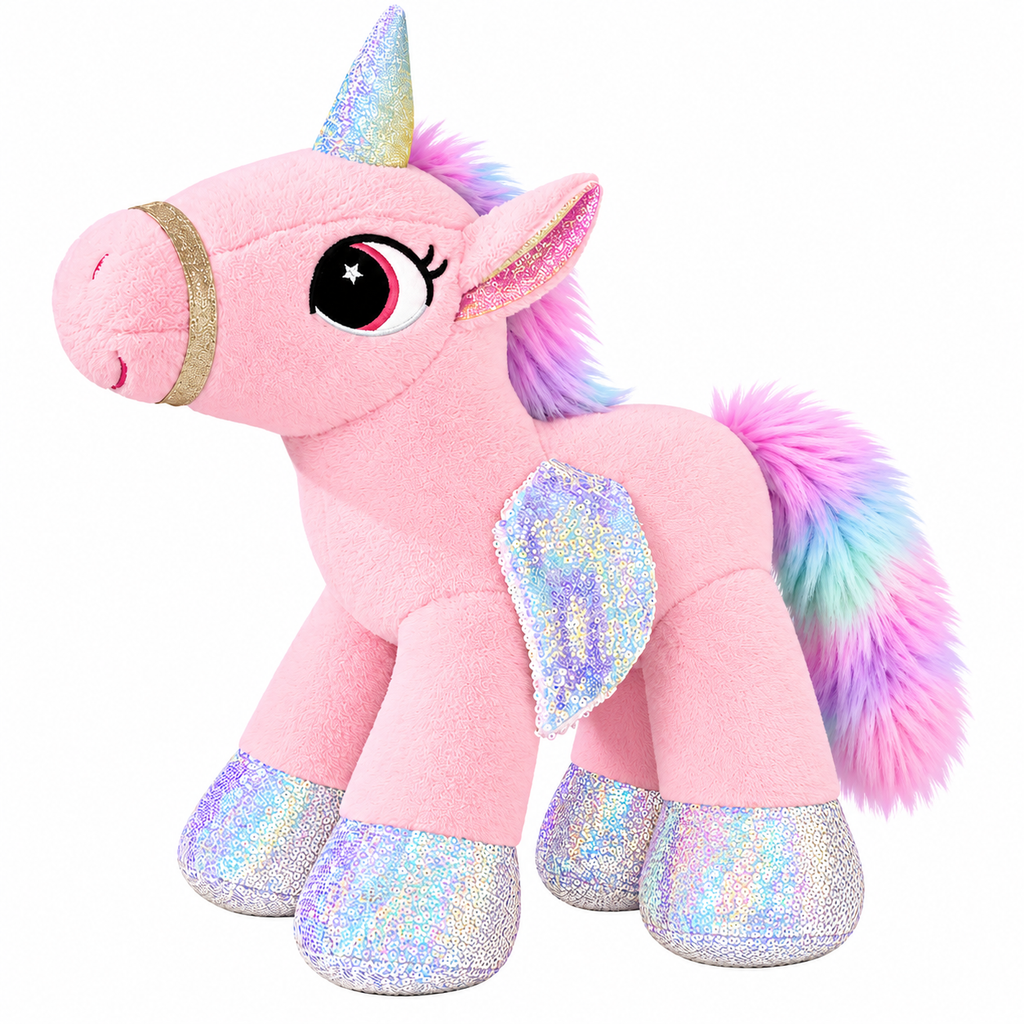Rainbow Unicorn Plush – Glitter Wings & Horn
