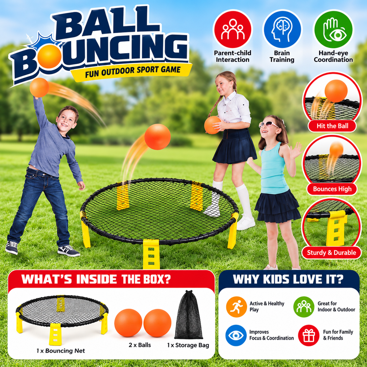 Ball Bouncing Outdoor Sports Game – Kids Coordination & Activity Toy
