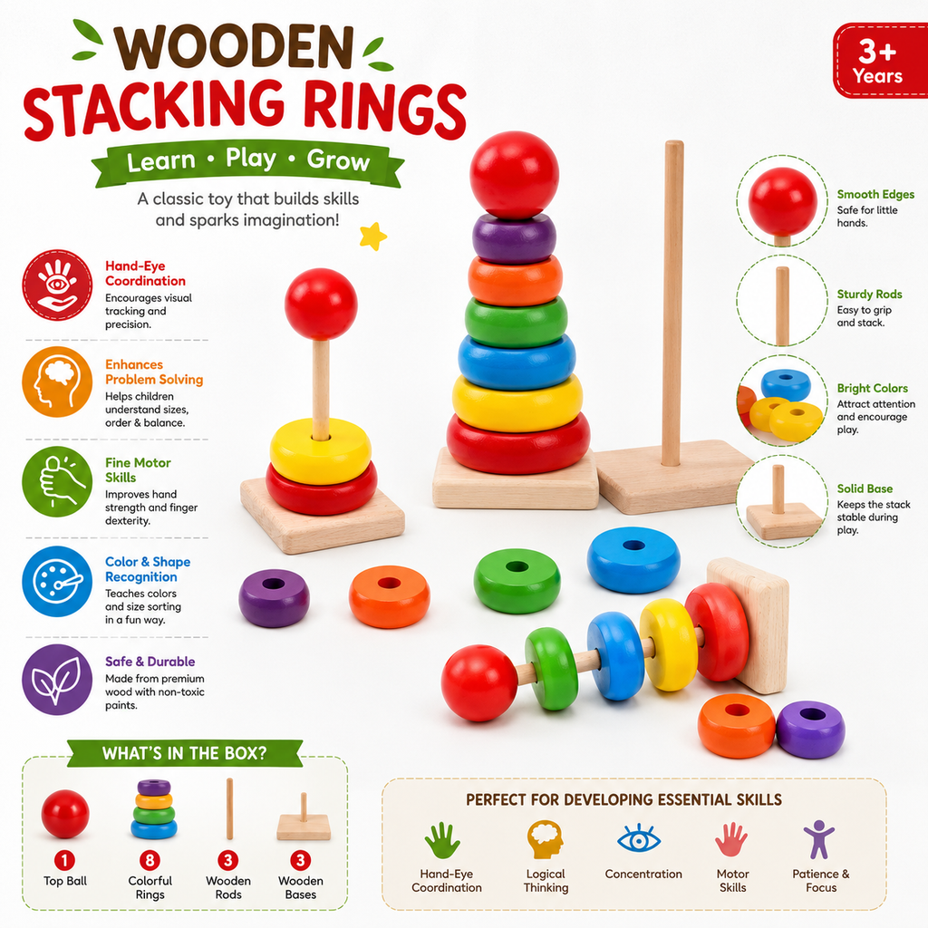 Wooden Stacking Rings Montessori Educational Toy