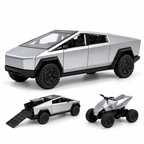 1:24 Remote Control Alloy Tesla Cybertruck – Rechargeable RC Car Toy with LED Lights
