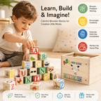 Wooden ABC Alphabet & Number Blocks for Kids