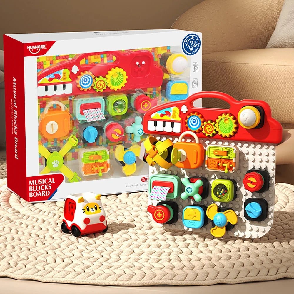 Multifunctional Early Education Busy Activity Blocks Board - JustForKids