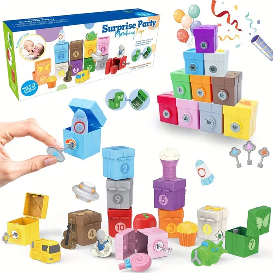 Surprise Party Number Color Shape Matching Lock & Key