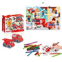 Fireman Car Puzzle and Paint Activity