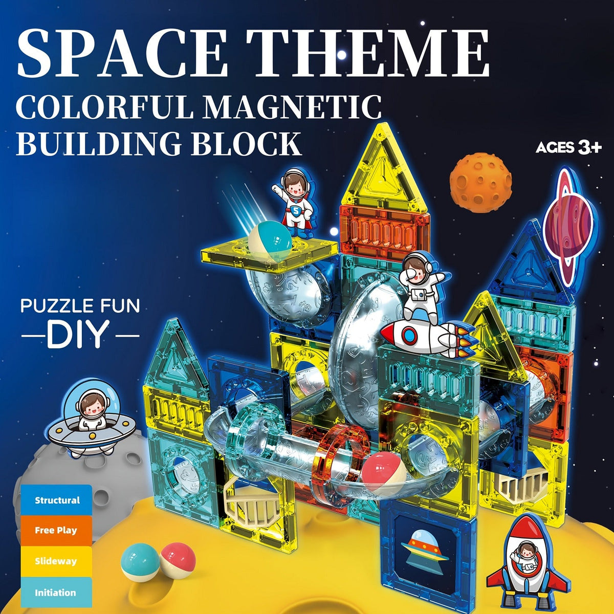 DIY Space Magnetic Pipeline Building Blocks - 68 pieces