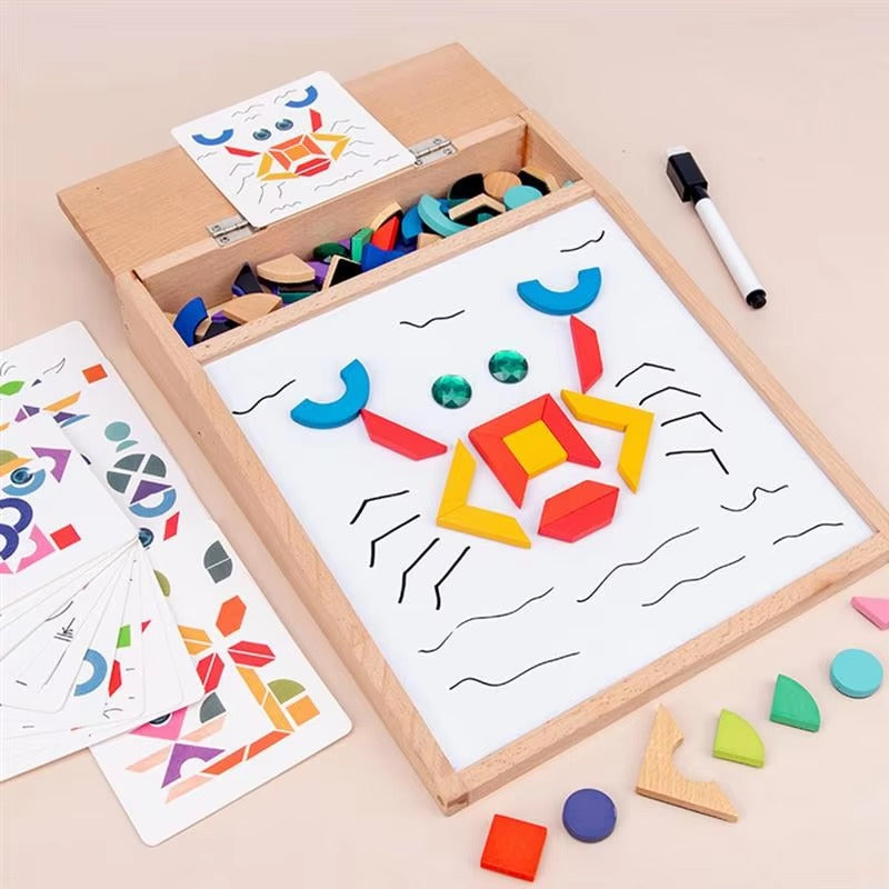 Wooden Multifunctional Drawing Magnetic Puzzle Board - JustForKids