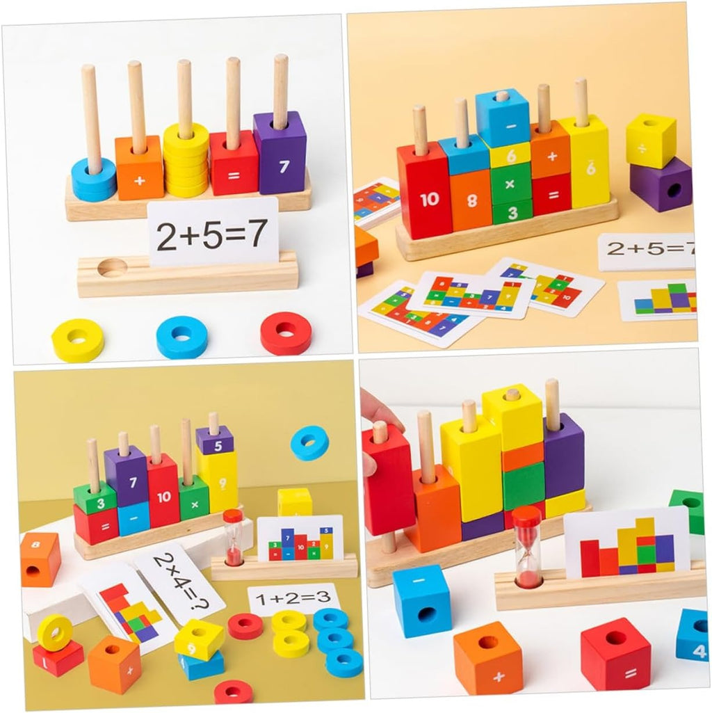 Wooden Math Learning Number Stacking Blocks