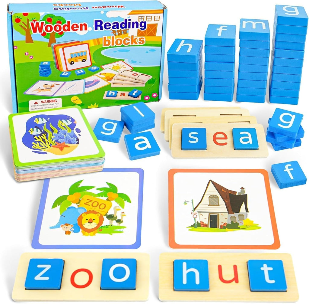 Sight Words Flash Cards Kindergarten Wooden Reading Blocks