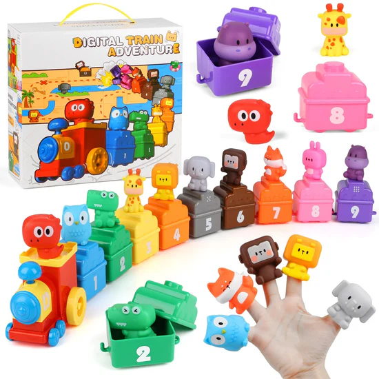 Animal Sorting Digital Train Adventure Matching Play Finger Puppet Set