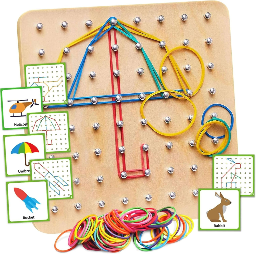 Wooden Geometry Geoboard Pattern Rubber Band Kit