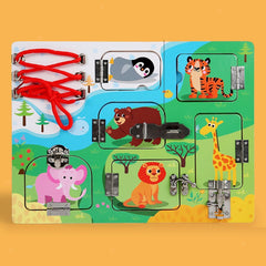 Wooden Animal Door Lock Activity Busy Board