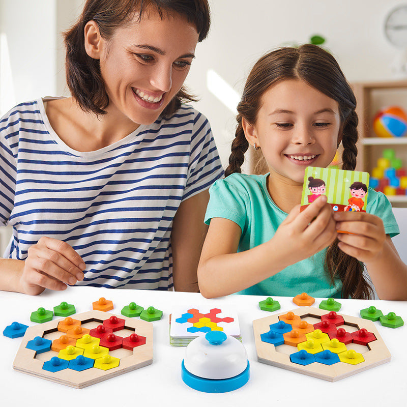 Multiplayer Honeycomb Pattern Challenge Wooden Puzzle - 576 - JustForKids