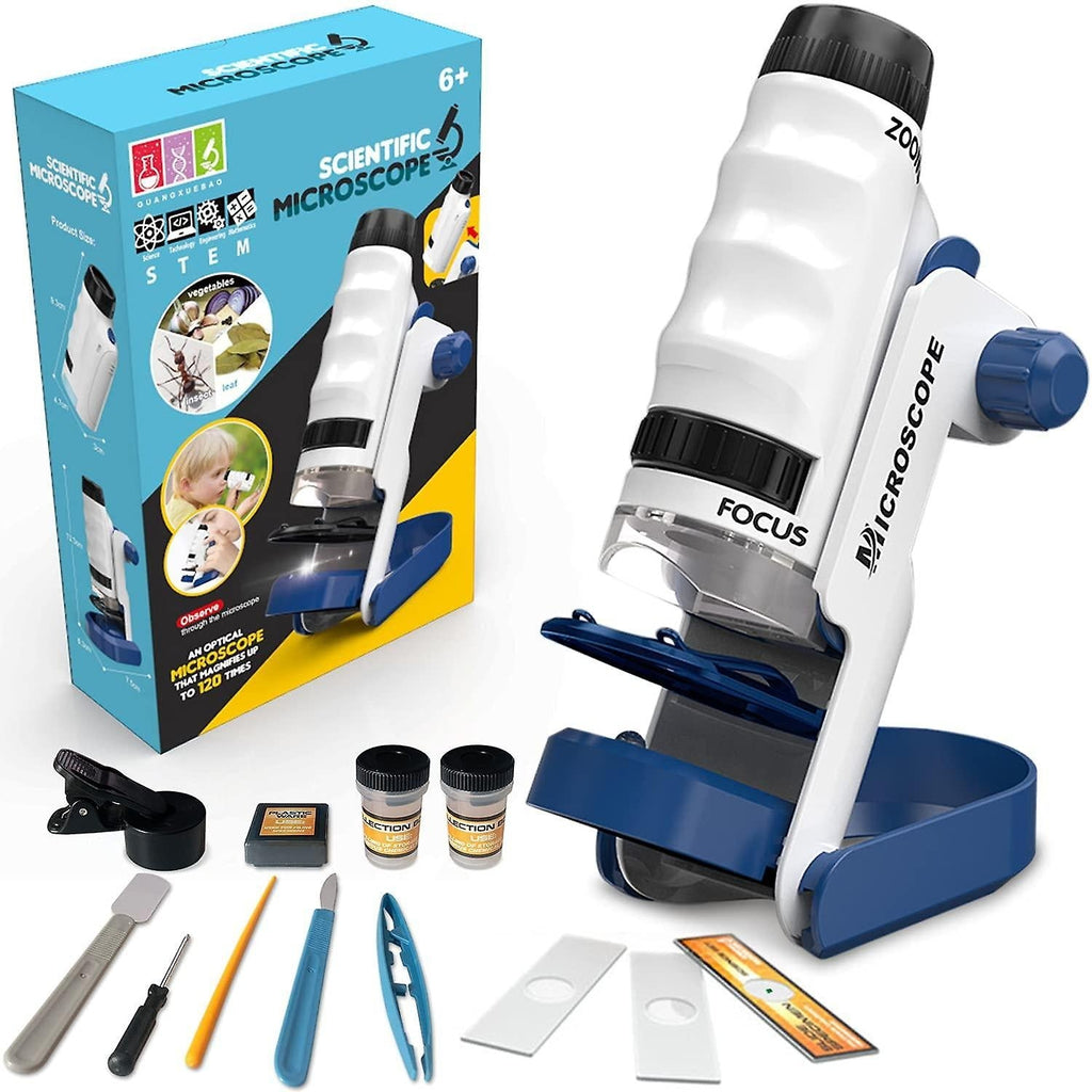 STEM Scientific Microscope Portable 120x Zoom Experiment Kit - JustForKids