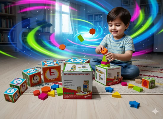 Wooden 6-Layer Learning Stacking Puzzle Set
