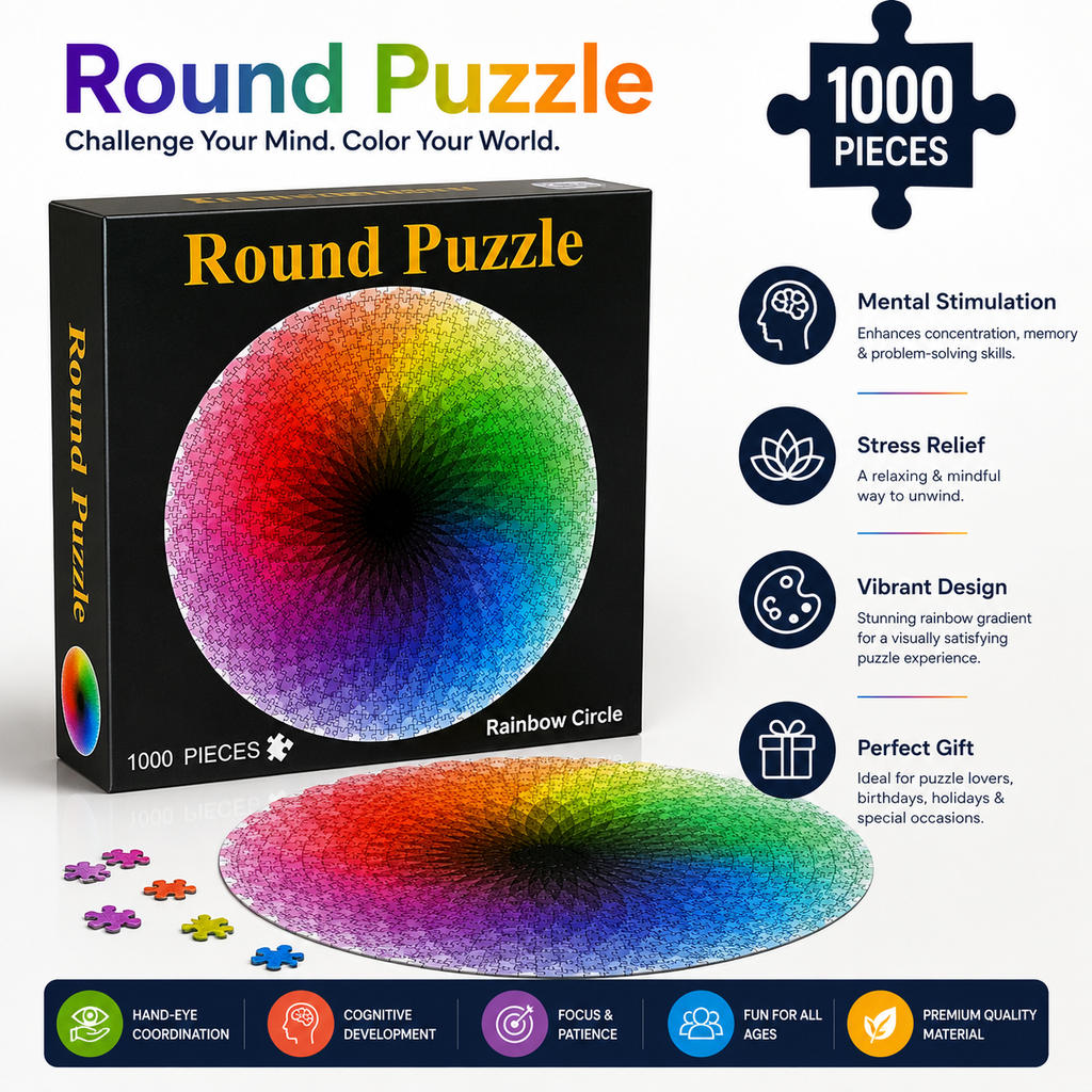 Round Puzzle – Rainbow Circle 1000 Pieces