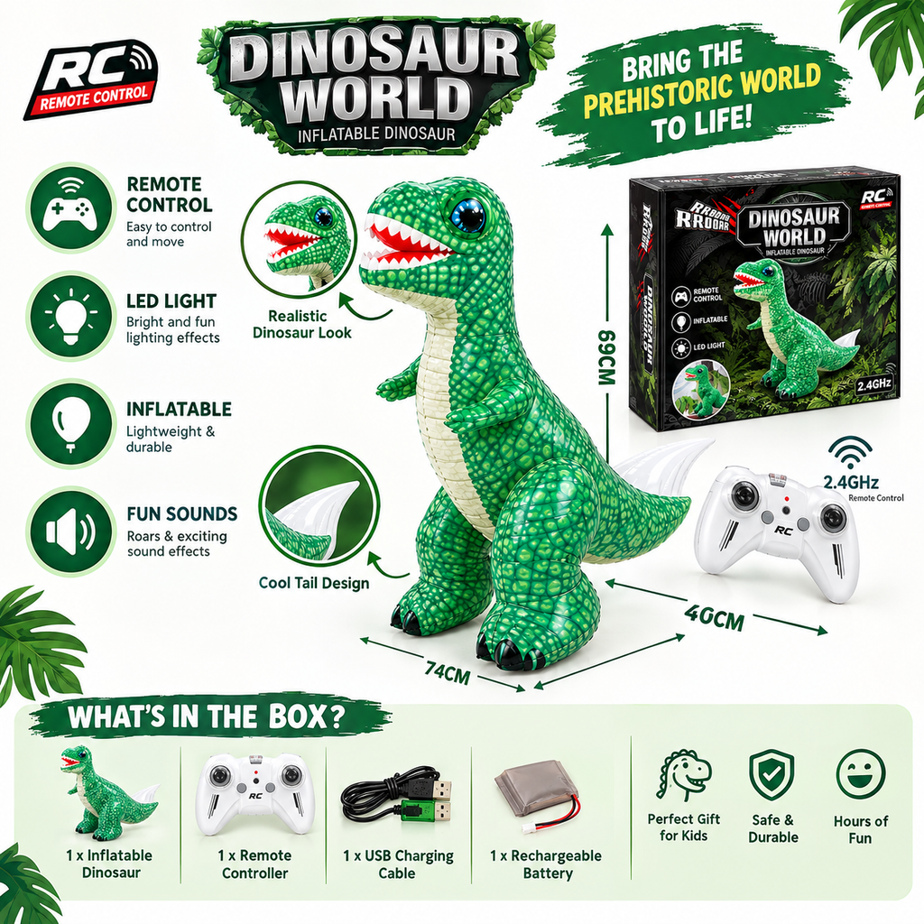 RC Inflatable Dinosaur Toy with Remote Control
