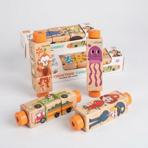 Twisting Cubes Wooden Toy – Montessori & Fun Learning Toy