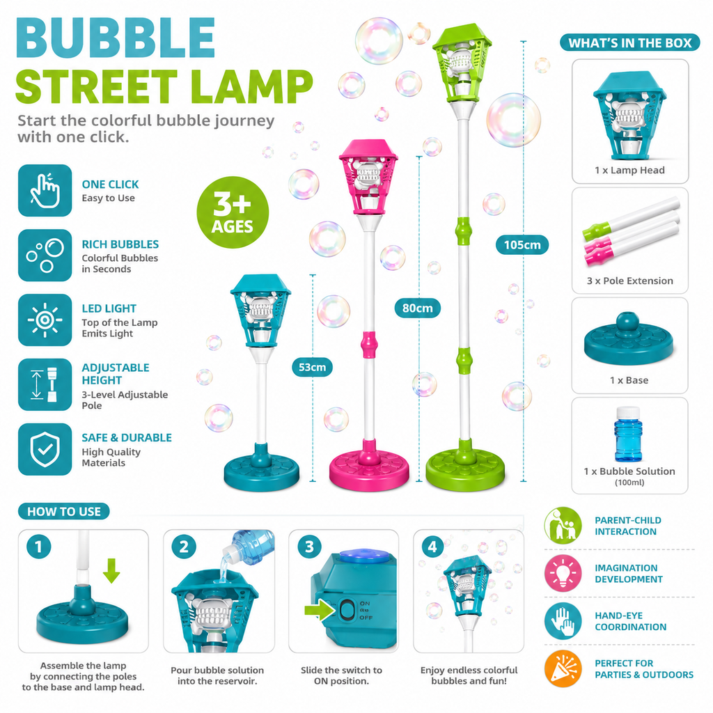 Bubble Torch Fun Garden Lamp Toy with LED Lights JustForKids